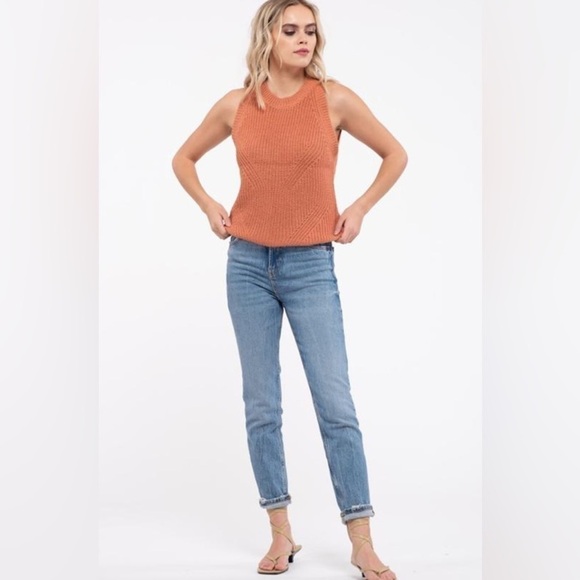 NWT Mine Women’s Knit Sweater Sleeveless Tank Top Sz Small, Sienna Orange - Picture 9 of 11